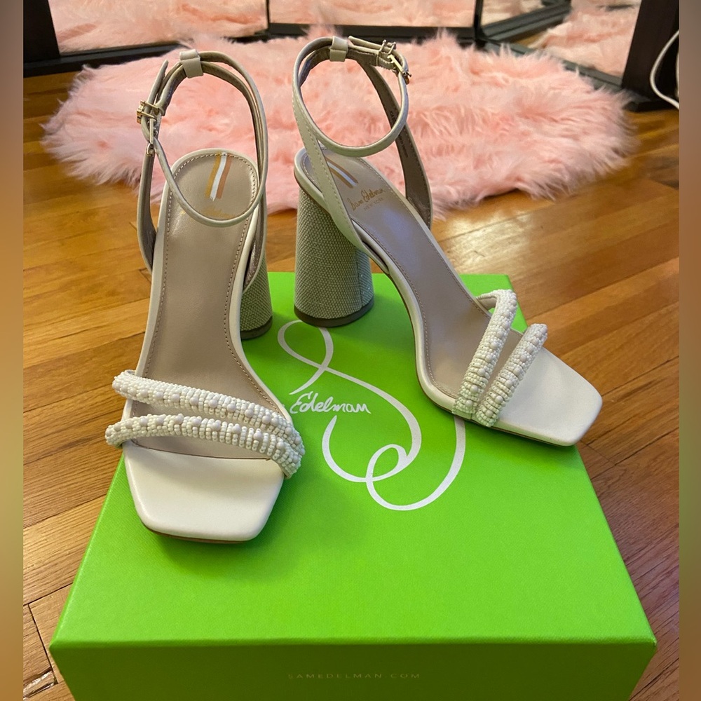 Sam Edelman White Beaded Shoes